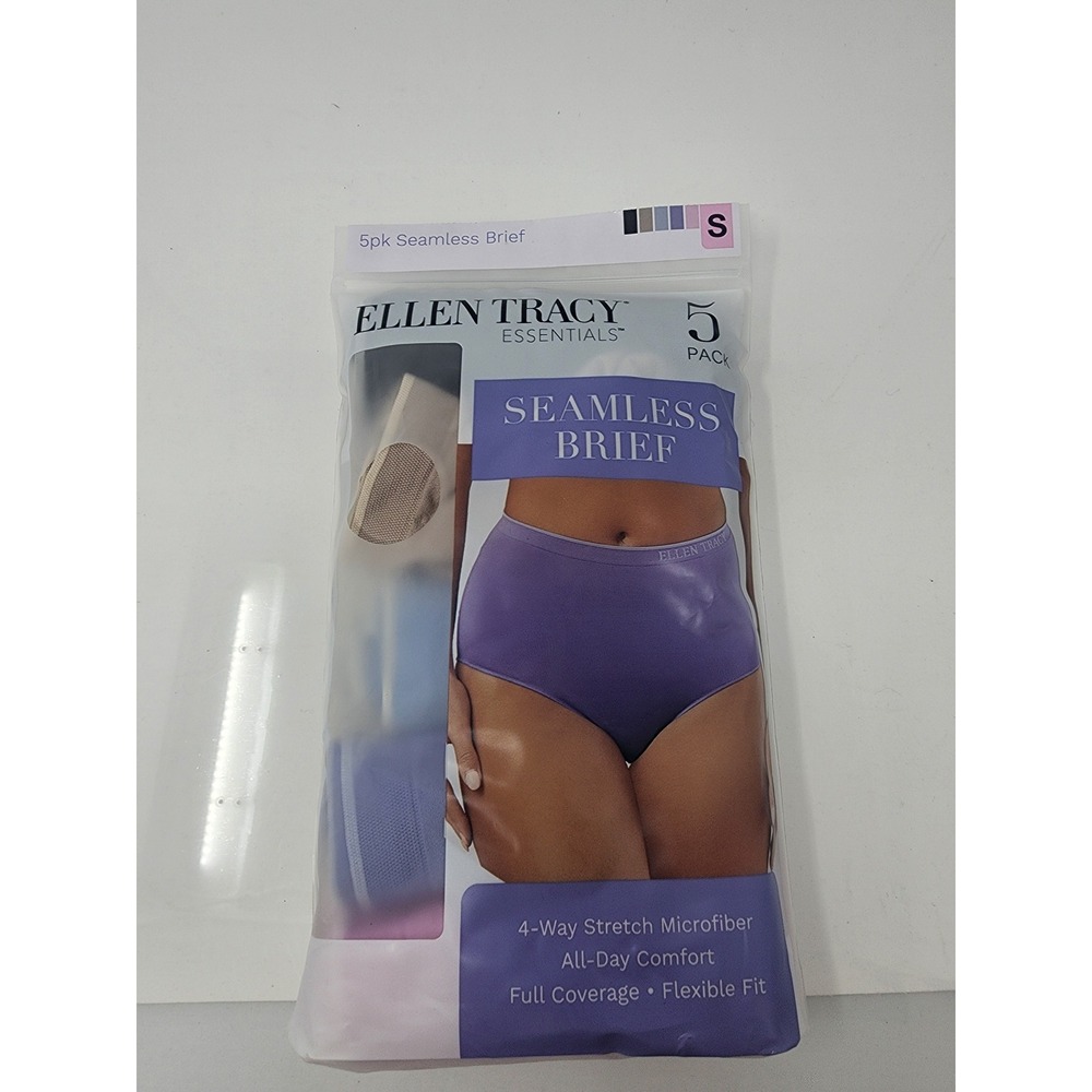 Ellen Tracy Womens Seamless Brief Panties Multi Nylon Blend Relaxed‎ Size Small